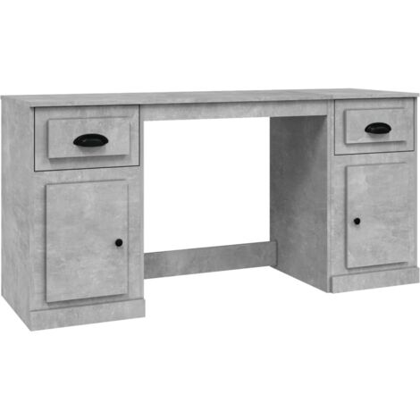 Bureau table poste de travail meuble d'ordinateur informatique étude avec armoire bois d'ingénierie gris (1/5)