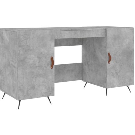 Bureau table poste de travail meuble d'ordinateur informatique étude 140 x 50 x 75 cm bois d'ingénierie gris (1/5)