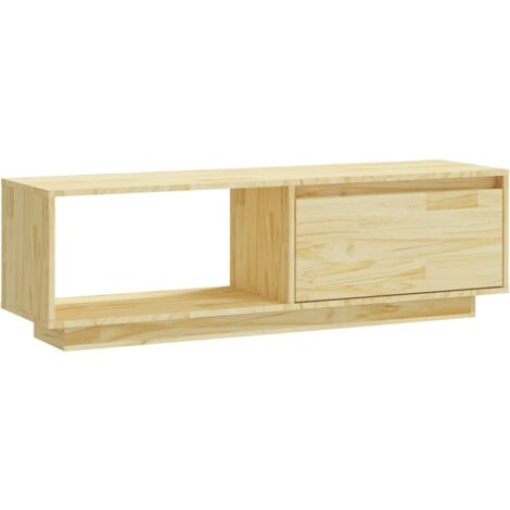 Meuble TV multimédia étagère télévision buffet téléviseur salle à manger salon chambre 110 x 30 x 33,5 cm bois de pin massif brun (1/5)