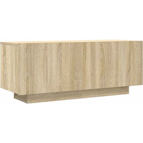 Meuble TV multimédia étagère télévision buffet téléviseur salle à manger salon chambre chêne sonoma 100 x 35 x 40 cm bois d'ingénierie brun (1/5)