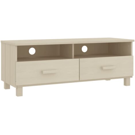 Meuble TV multimédia étagère télévision buffet téléviseur salle à manger salon chambre miel 106 x 40 x 40 cm bois massif de pin brun (1/5)
