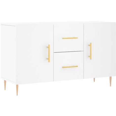 Buffet bahut commode armoire meuble de rangement organisateur cuisine salle de séjour salon 100 x 36 x 60 cm bois d'ingénierie blanc (1/5)
