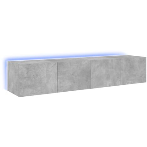 Meubles TV muraux multimédia étagère télévision buffet téléviseur salle à manger salon chambre et lumières LED 2 pièces 80 x 35 x 31 cm gris (1/5)