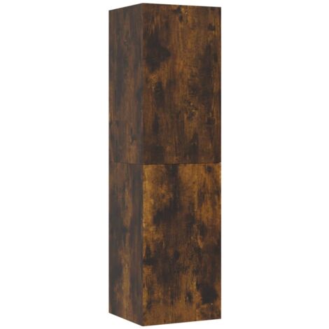 Meuble TV multimédia étagère télévision buffet téléviseur salle à manger salon chambre mural chêne fumé 30,5 x 30 x 110 cm brun (1/4)