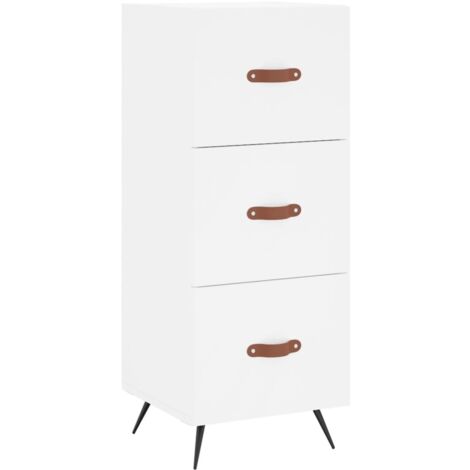 Buffet bahut commode armoire meuble de rangement organisateur cuisine salle de séjour salon 34,5 x 34 x 90 cm bois d'ingénierie blanc (1/5)
