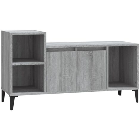 Meuble TV multimédia étagère télévision buffet téléviseur salle à manger salon chambre sonoma 100 x 35 x 55 cm bois d'ingénierie gris (1/5)