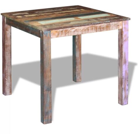 Table de salon salle à manger design Bois de récupération massif 80x82x76 cm (1/5)