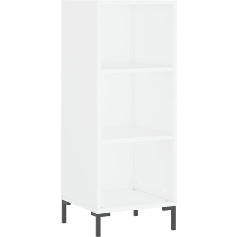 Buffet bahut commode armoire meuble de rangement organisateur cuisine salle de séjour salon 34,5 x 32,5 x 90 cm bois d'ingénierie blanc (1/5)