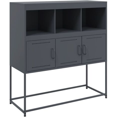 Buffet bahut commode armoire meuble de rangement organisateur cuisine salle de séjour salon 100,5 x 39 x 107 cm acier anthracite (1/5)