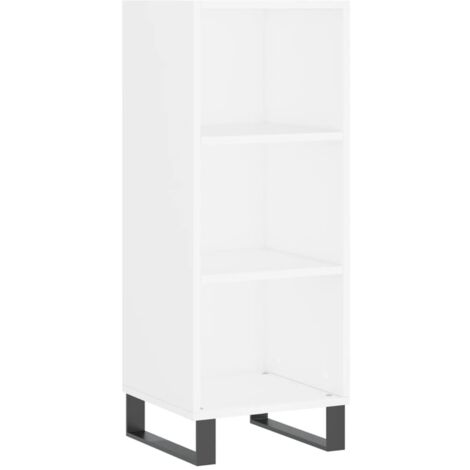 Buffet bahut commode armoire meuble de rangement organisateur cuisine salle de séjour salon 34,5 x 32,5 x 90 cm bois d'ingénierie blanc (1/5)