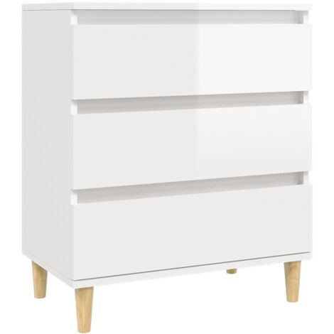 Buffet bahut commode armoire meuble de rangement organisateur cuisine salle de séjour salon brillant 60 x 35 x 70 cm bois d'ingénierie blanc (1/5)