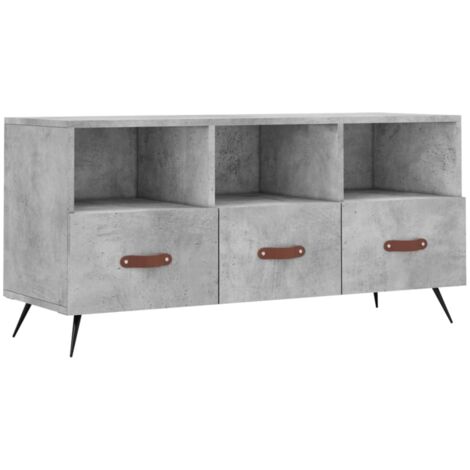Meuble TV multimédia étagère télévision buffet téléviseur salle à manger salon chambre 102 x 36 x 50 cm bois d'ingénierie gris (1/5)
