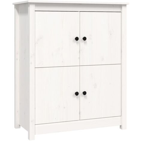 Buffet bahut commode armoire meuble de rangement organisateur cuisine salle de séjour salon 83 x 41,5 x 100 cm bois massif de pin blanc (1/5)