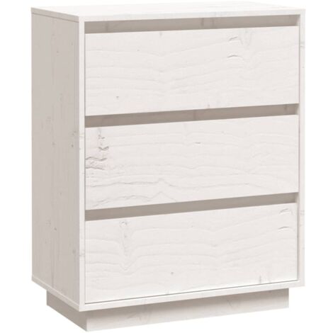 Buffet bahut commode armoire meuble de rangement organisateur cuisine salle de séjour salon 60 x 34 x 75 cm bois massif de pin blanc (1/5)