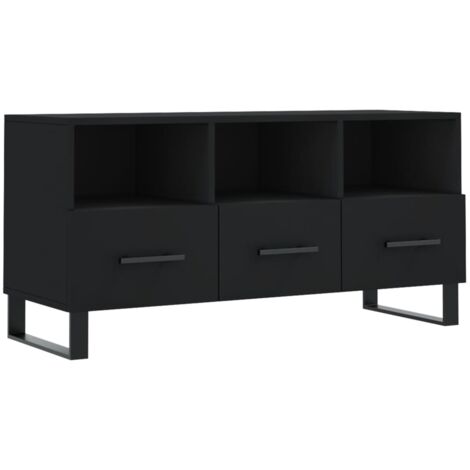 Meuble TV multimédia étagère télévision buffet téléviseur salle à manger salon chambre 102 x 36 x 50 cm bois d'ingénierie noir (1/5)