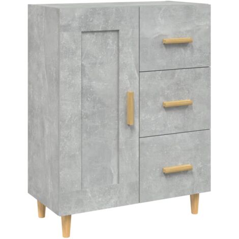 Buffet bahut commode armoire meuble de rangement organisateur cuisine salle de séjour salon 69,5 x 34 x 90 cm bois d'ingénierie gris (1/5)