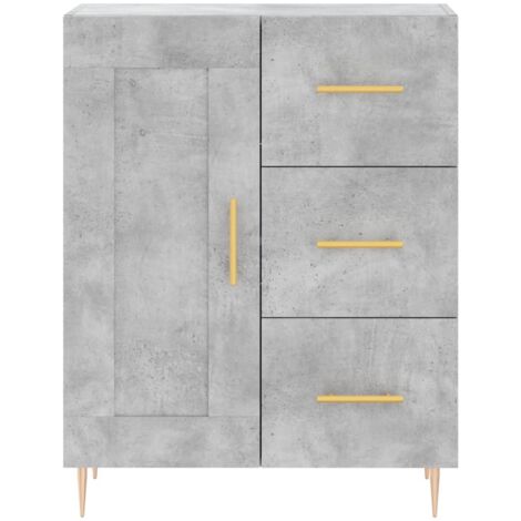 Buffet Bahut De Rangement 40x35x70 Cm - Bois D'ingénierie Gris Sonoma, 2 Compartiments, Porte, Pieds Métal