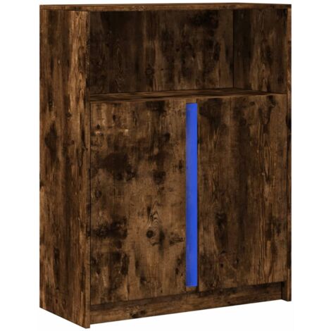 Buffet bahut commode armoire meuble de rangement organisateur cuisine salle de séjour salon avec LED 77 x 34 x 100 cm bois d'ingénierie marron (1/5)