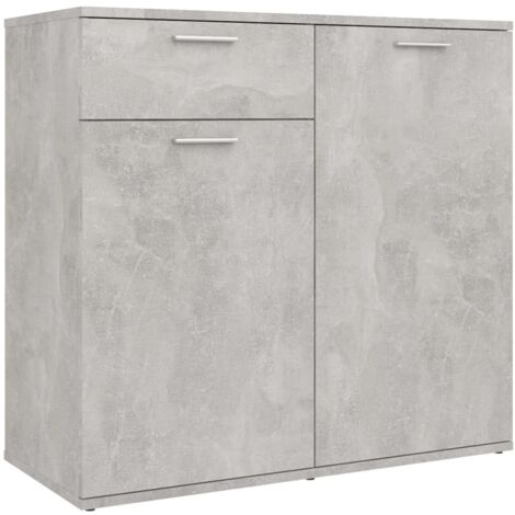 Buffet bahut commode armoire meuble de rangement organisateur cuisine salle de séjour salon 80 x 36 x 75 cm bois d'ingénierie gris (1/5)