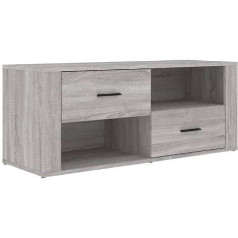 Meuble TV multimédia étagère télévision buffet téléviseur salle à manger salon chambre sonoma 100 x 35 x 40 cm bois d'ingénierie gris (1/5)