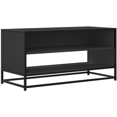 Meuble TV En Bois Et Métal - 160x35x41 Cm, 2 étagères + 2 Compartiments Fermés, Style Industriel, Salon/chambre