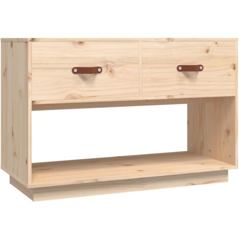 Meuble TV multimédia étagère télévision buffet téléviseur salle à manger salon chambre 90 x 40 x 60 cm bois de pin massif brun (1/5)