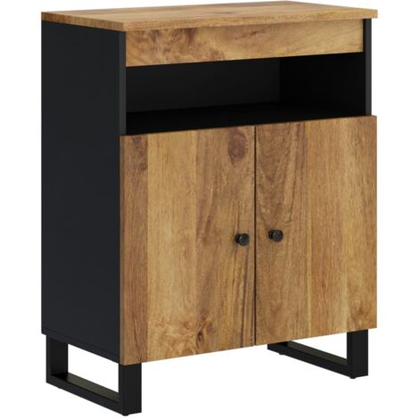 Buffet Blanc En Bois De Manguier Massif - 60 X 33 X 75 Cm, Avec Tiroirs, Rangement Salon/salle à Manger