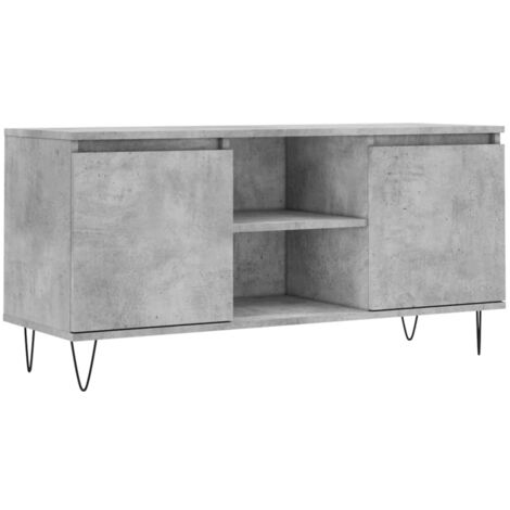 Meuble TV multimédia étagère télévision buffet téléviseur salle à manger salon chambre 104 x 35 x 50 cm bois d'ingénierie gris (1/5)