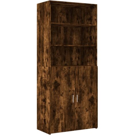 Buffet bahut commode armoire meuble de rangement organisateur cuisine salle de séjour salon haut 80 x 42,5 x 185 cm bois d'ingénierie marron (1/5)