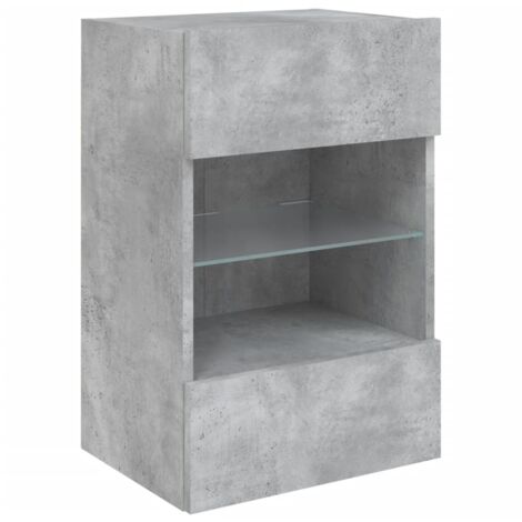 Meuble TV multimédia étagère télévision buffet téléviseur salle à manger salon chambre mural avec lumières LED 40 x 30 x 60,5 cm gris (1/5)