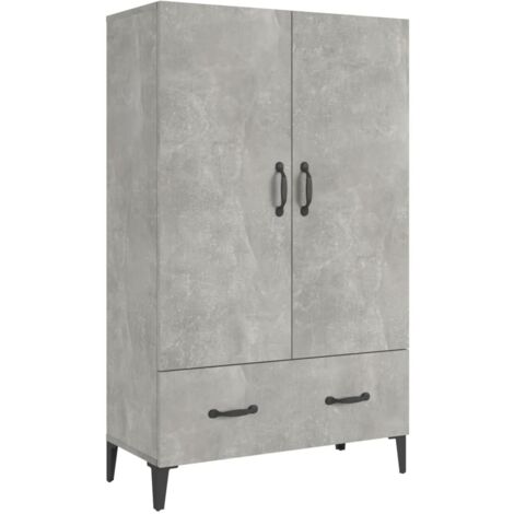 Buffet bahut commode armoire meuble de rangement organisateur cuisine salle de séjour salon haut 70 x 31 x 115 cm bois d'ingénierie gris (1/5)
