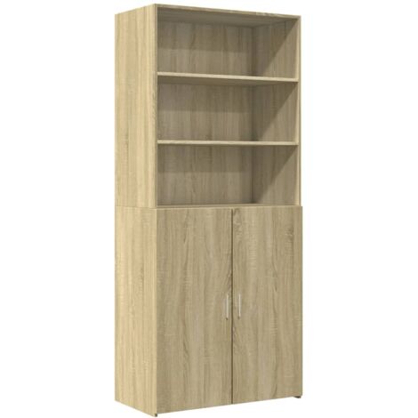 Buffet bahut commode armoire meuble de rangement organisateur cuisine salle de séjour salon haut sonoma 80 x 42,5 x 185 cm bois d'ingénierie marron (1/5)