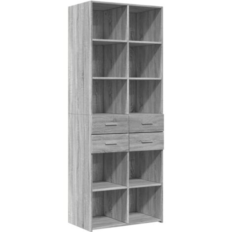 Buffet bahut commode armoire meuble de rangement organisateur cuisine salle de séjour salon haut sonoma 70 x 42,5 x 185 cm bois d'ingénierie gris (1/5)