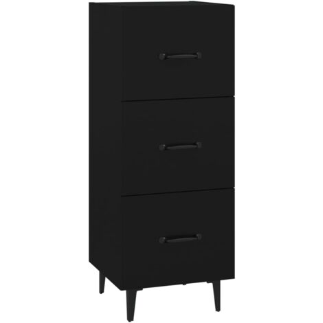 Buffet bahut commode armoire meuble de rangement organisateur cuisine salle de séjour salon 34,5 x 34 x 90 cm bois d'ingénierie noir (1/5)