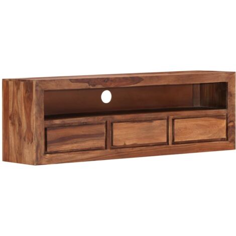 Helloshop26 – Meuble TV en bois de sesham massif 120 x 30 x 40 cm – 3 tiroirs et 1 compartiment – Finition polie et laquée (1/5)