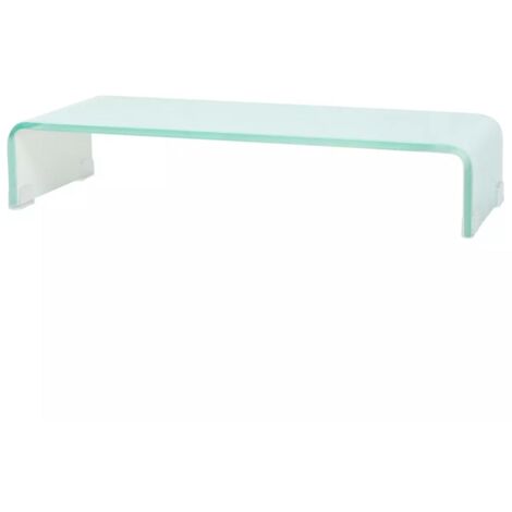 Meuble télé buffet tv télévision design pratique pour moniteur 60 cm verre blanc (1/5)