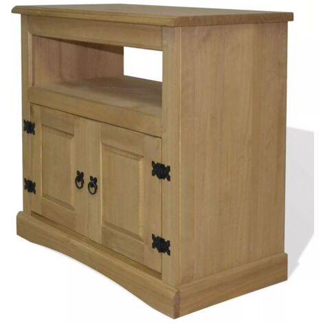 Helloshop26 – Meuble TV mexicain Corona 80 cm – Pin ciré massif – 1 armoire et 1 étagère – Dimensions 80x43x78 cm (1/5)