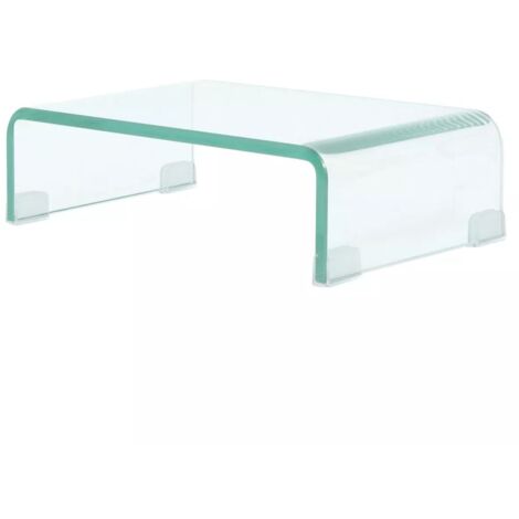 Meuble télé buffet tv télévision design pratique pour moniteur 40 cm verre transparent (1/5)