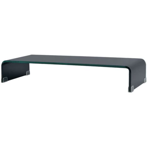 Meuble télé buffet tv télévision design pratique support pour moniteur 70 cm verre noir (1/5)