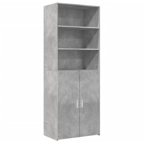 Buffet bahut commode armoire meuble de rangement organisateur cuisine salle de séjour salon haut 70 x 42,5 x 185 cm bois d'ingénierie gris (1/5)