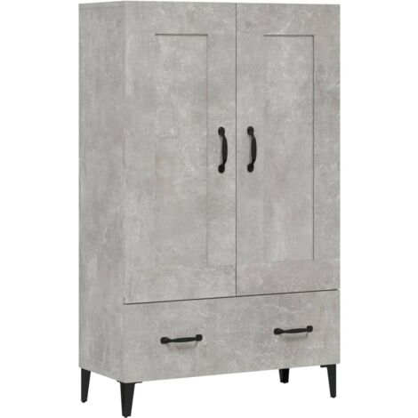 Buffet bahut commode armoire meuble de rangement organisateur cuisine salle de séjour salon haut 70 x 31 x 115 cm bois d'ingénierie gris (1/5)
