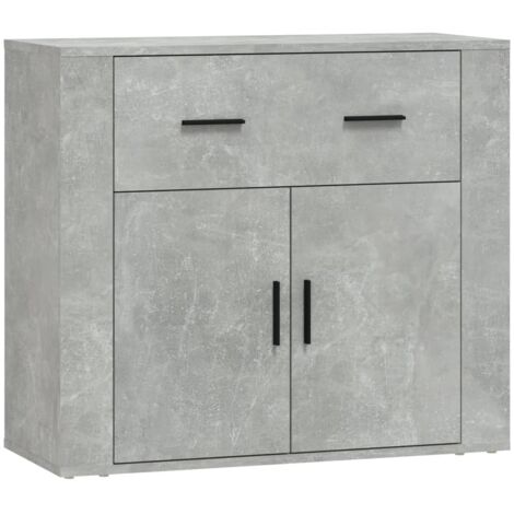 Buffet bahut commode armoire meuble de rangement organisateur cuisine salle de séjour salon 80 x 33 x 70 cm bois d'ingénierie gris (1/5)