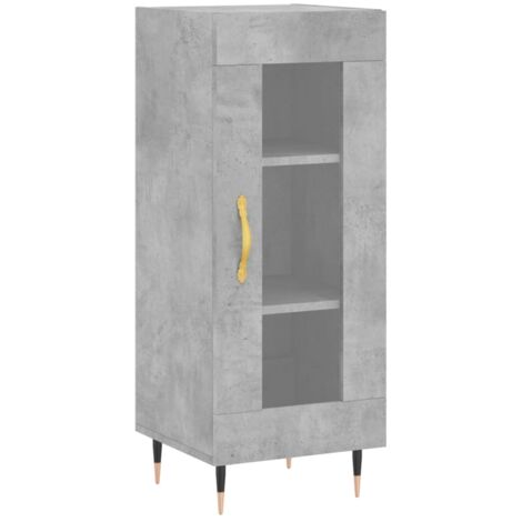Buffet bahut commode armoire meuble de rangement organisateur cuisine salle de séjour salon 34,5 x 34 x 90 cm bois d'ingénierie gris (1/5)