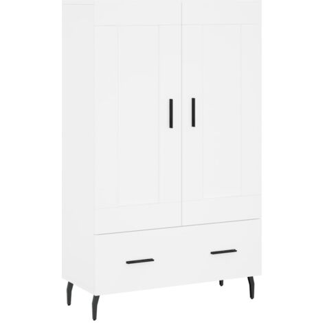 Buffet bahut commode armoire meuble de rangement organisateur cuisine salle de séjour salon haut 69,5 x 31 x 115 cm bois d'ingénierie blanc (1/5)