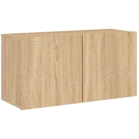 Meuble TV multimédia étagère télévision buffet téléviseur salle à manger salon chambre mural chêne sonoma 80 x 30 x 41 cm brun (1/5)