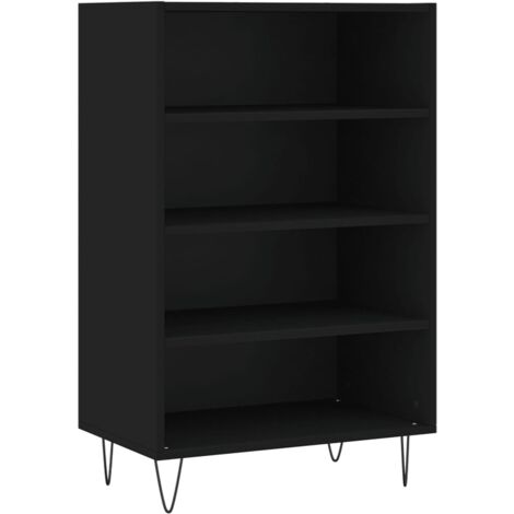 Buffet bahut commode armoire meuble de rangement organisateur cuisine salle de séjour salon haut 57 x 35 x 90 cm bois d'ingénierie noir (1/5)