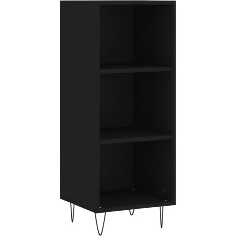 Buffet bahut commode armoire meuble de rangement organisateur cuisine salle de séjour salon 34,5 x 32,5 x 90 cm bois d'ingénierie noir (1/5)