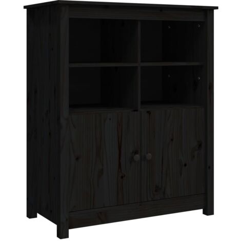 Buffet bahut commode armoire meuble de rangement organisateur cuisine salle de séjour salon 83 x 41,5 x 100 cm bois massif de pin noir (1/5)