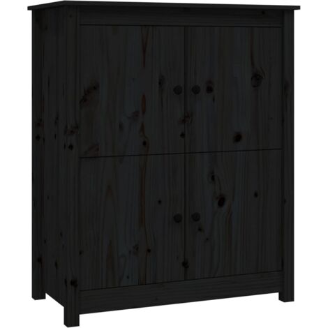 Buffet bahut commode armoire meuble de rangement organisateur cuisine salle de séjour salon 83 x 41,5 x 100 cm bois massif de pin noir (1/5)