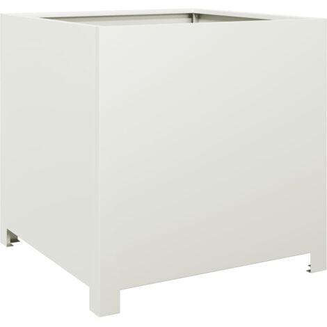 Jardinière bac lit surélevé plantes fleurs terrasse jardin 50 x 50 x 50 cm acier blanc (1/5)
